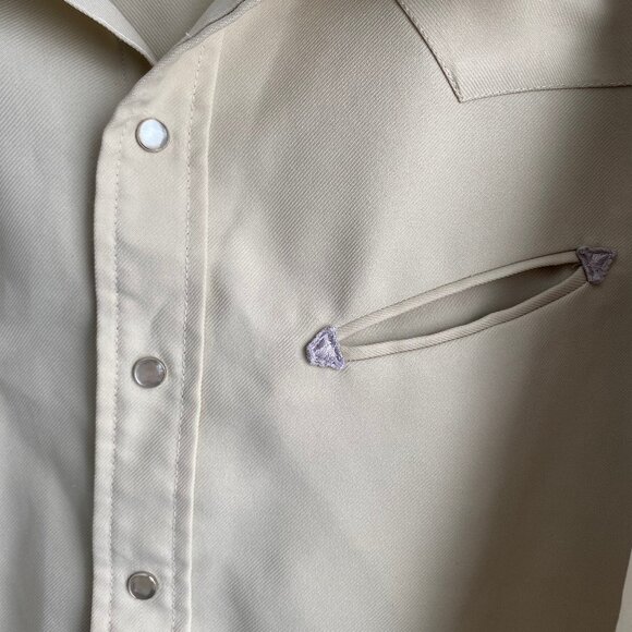 Vintage MWG Apparel Tan Westerns Best Pearl Snap Extra Long Tails Shirt Mens XL - Picture 2 of 8